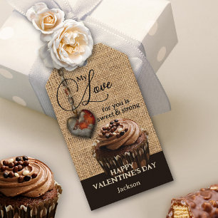 Rustikale Valentinstag Schokolade Muffin Geschenke Geschenkanhänger