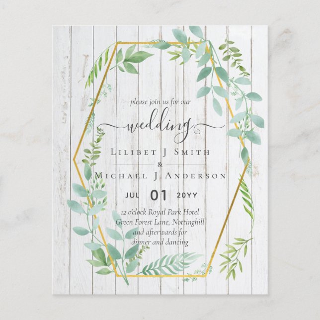 Rustikale Vegetation auf Driftwood Budget Wedding Flyer (Vorne)