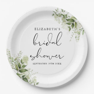 Rustikale Vegetation Elegantes Script-Brautparty Pappteller