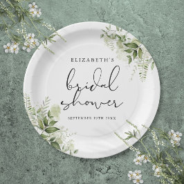 Rustikale Vegetation Elegantes Script-Brautparty Pappteller