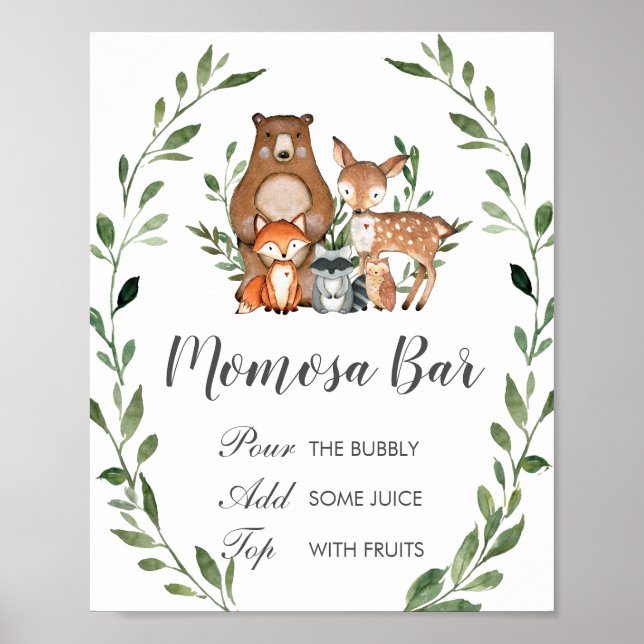 Rustikale Vegetation Landtiere Momosa Bar Sign Poster (Vorne)