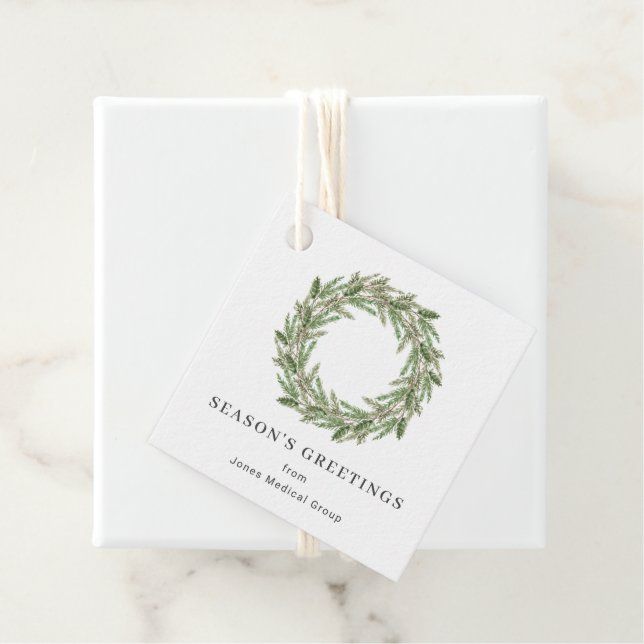 Rustikale Vegetation Pine Wreath Weihnachtsfeierta Geschenkanhänger (Beispiel)