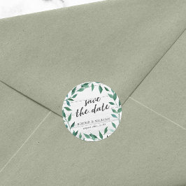 Rustikale Vegetation Save the Date Runder Aufkleber