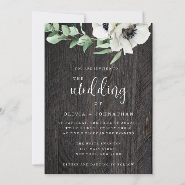 Rustikale Vegetation Wood Boho Hochzeit Einladung (Vorderseite)