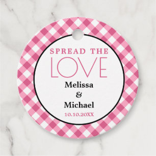 Rustikale Verbreitung der Liebe Pink Gingham Weddi Geschenkanhänger