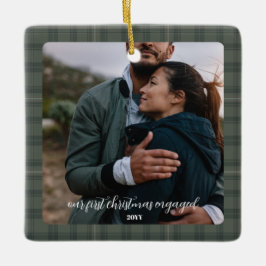 Rustikale Verlobung Foto Ornament Geschenk - Grün 