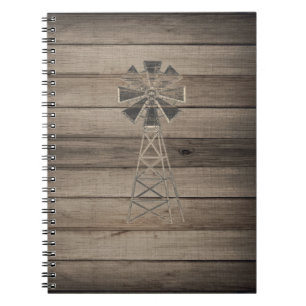 Rustikale verwitterte Holz-Landwindmühle Notizblock