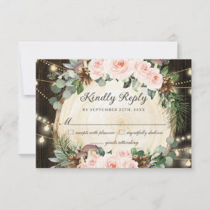 Rustikale verzauberte Wälder Blütenblüte Quinceañe RSVP Karte