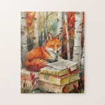 Rustikale Vintag Fox Books Woodland Herbst<br><div class="desc">Mit diesem 11"x14" Rätsel mit 252 Stücken bringen Sie eine Touch Waldmagie auf Ihren Tisch. Das bezaubernde Design zeigt einen klugen roten Fuchs, der sich zwischen Birkenbäumen und einem Stapel Bücher an der Seite befindet, umgeben von reichen Herbstfarben. Dieses Puzzle ist perfekt für gemütliche Abende, Familienspiele oder als Geschenk für...</div>