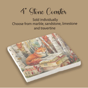 Rustikale Vintag Fox Books Woodland Herbst Steinuntersetzer