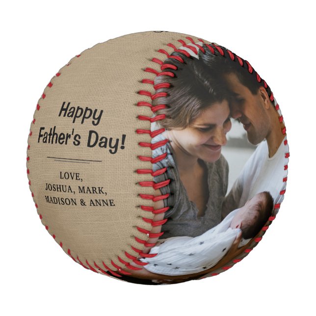 Rustikale Vintag Moderne Foto glücklicher Vater Ta Baseball (Schrägansicht)