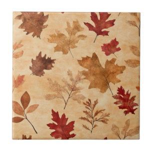 Rustikale Vintage-Ahornblätter Rotbraun Herbst Fliese