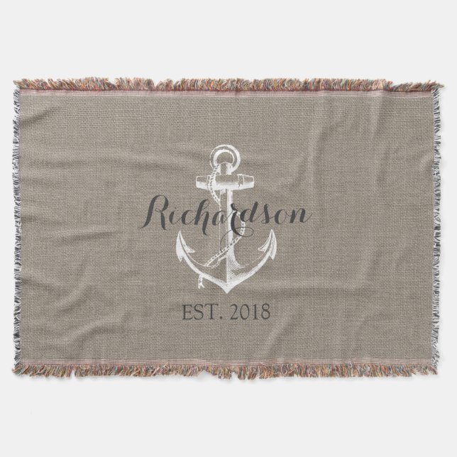 Rustikale Vintage Ankerhochzeit Decke (Vorderseite)