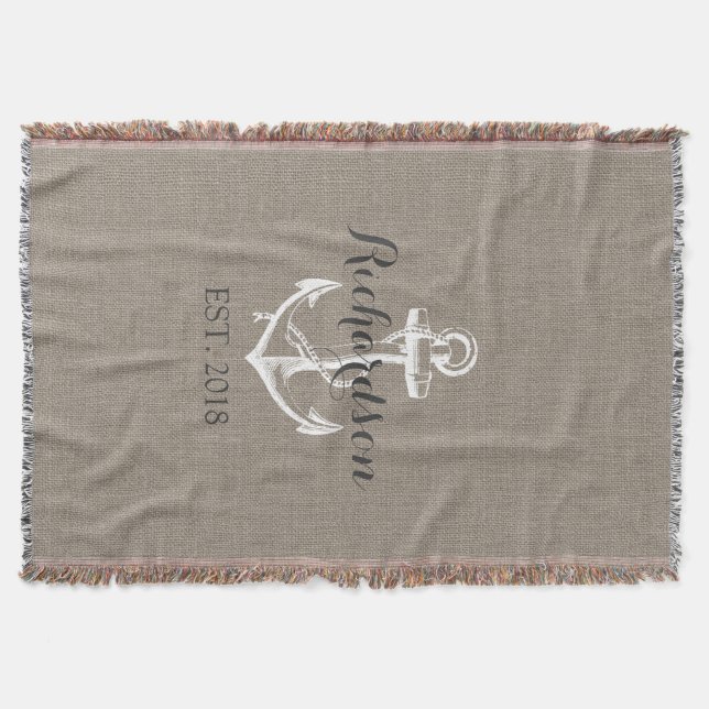 Rustikale Vintage Ankerhochzeit Decke (Vorderseite)