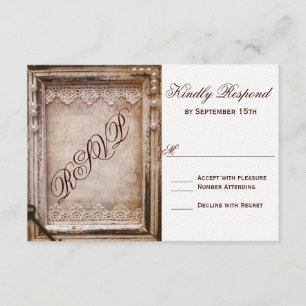 Rustikale Vintage antikbraun Rahmen Hochzeit RSVP Karte