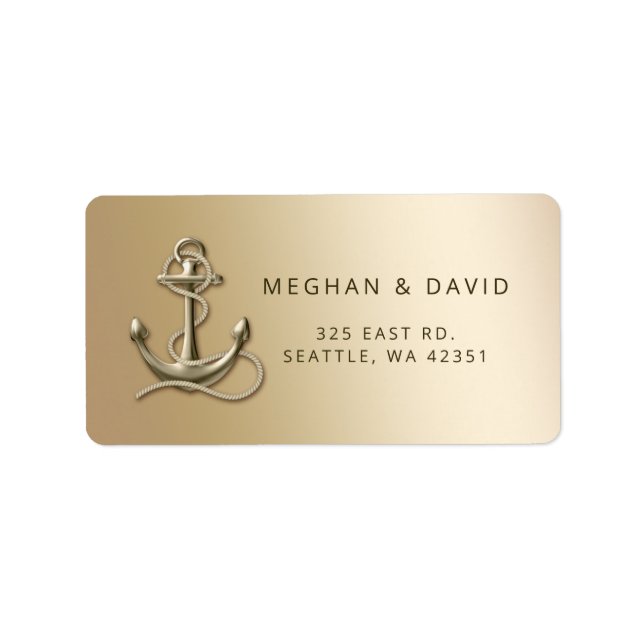 Rustikale Vintage antike Ankerhochzeit Adressaufkleber (Vorne)