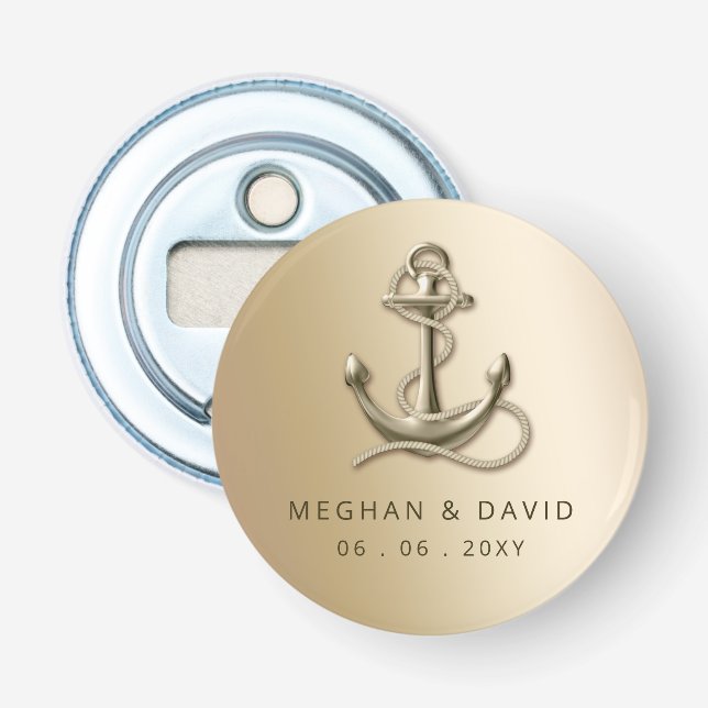 Rustikale Vintage antike Ankerhochzeit Flaschenöffner (Vorderseite)