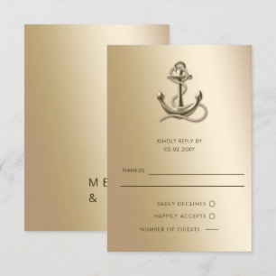 Rustikale Vintage antike Ankerhochzeit RSVP Karte