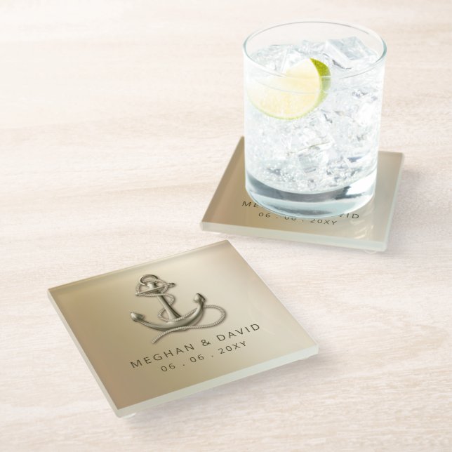 Rustikale Vintage antike Hochzeit Ro Glasuntersetzer (Schrägansicht)