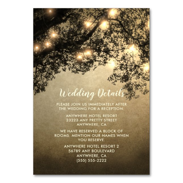 Rustikale Vintage Baumzweig-Hochzeitskarten Tischnummer (Vorderseite)
