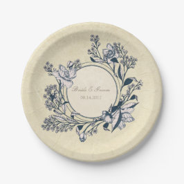Rustikale Vintage Blume Blumenhochzeit Pappteller