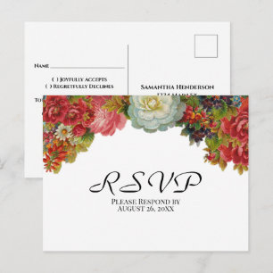 Rustikale Vintage Blume Herbsthochzeit RSVP Postkarte