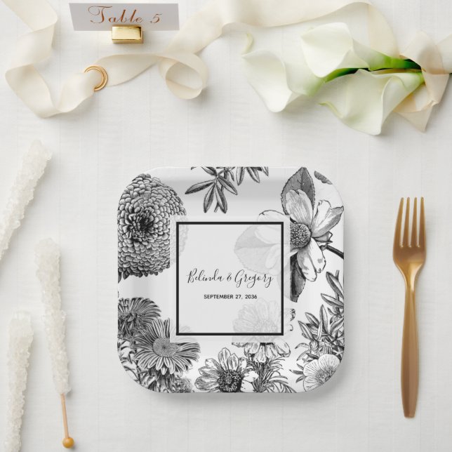Rustikale Vintage Blume Hochzeit Pappteller (Hochzeit)
