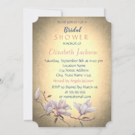 Rustikale Vintage Blume, Magnolia-Brautparty Einladung