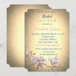 Rustikale Vintage Blume, Magnolia-Brautparty Einladung