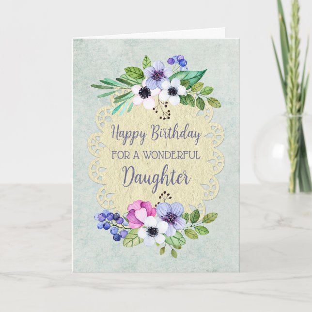 Rustikale Vintage Blume Tochter Geburtstag Karte (Vorderseite)