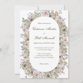 Rustikale Vintage Botanische Hochzeit Einladung