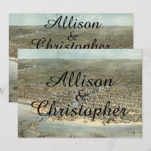 Rustikale Vintage Chicago Karte Einladung Hochzeit