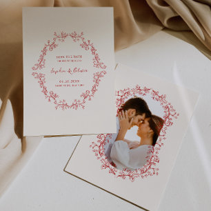 Rustikale Vintage Chinoiserie Crimson Red Wedding Save The Date