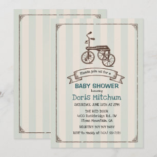 Rustikale Vintage-Dreirad-Jungen-Baby-Shower-Einla Einladung