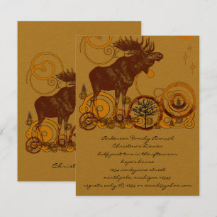 Rustikale Vintage Elchweihnacht Einladung