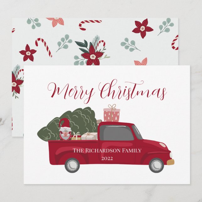 Rustikale Vintage Frohe Weihnachten Roter LKW Tree (Vorne/Hinten)