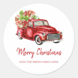 Rustikale Vintage Geschenkboxen Roter Lkw Frohe We Runder Aufkleber