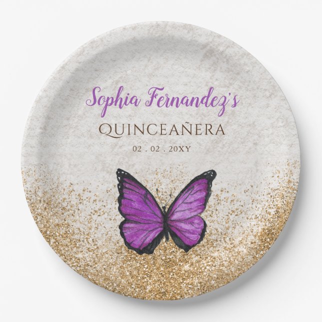 Rustikale Vintage Goldbarmefetpapier-Teller Pappteller (Vorderseite)