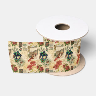Rustikale Vintage goldenblütige Weihnachtsfeier E Satinband