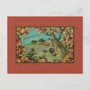 Rustikale Vintage Herbstlandschaft Postkarte