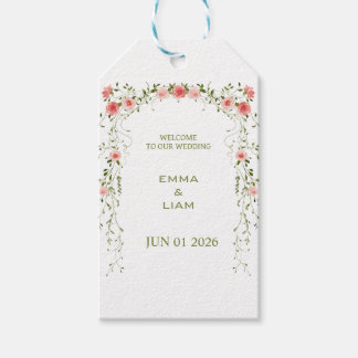 Rustikale Vintage-Hochzeit mit rosafarbener floral Geschenkanhänger