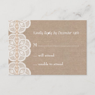 Rustikale Vintage Hochzeitkarte RSVP Karte