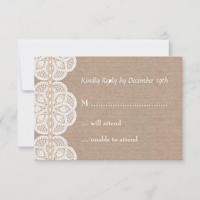 Rustikale Vintage Hochzeitkarte RSVP Karte (Vorderseite)