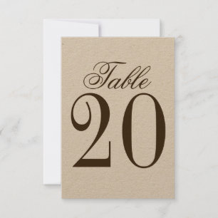 Rustikale Vintage-Hochzeitstisch-Nummer Einladung
