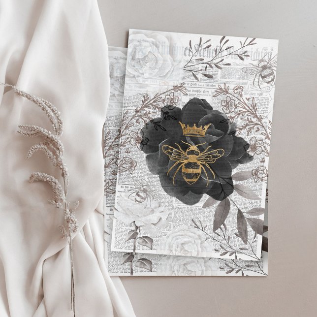 Rustikale Vintage Honigbienen und blumengeschmückt Seidenpapier (Von Creator hochgeladen)