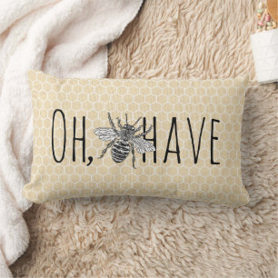 Rustikale Vintage Honigwabe   Funny Oh Bee-Have Lendenkissen