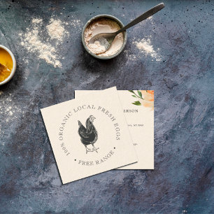 Rustikale, Vintage Hühnereifarm Quadratische Visitenkarte