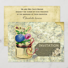 rustikale Vintage Hydrangea-Rose Kaugummi lädt ein Einladung