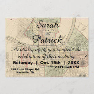 Rustikale Vintage Karte Nashville Hochzeit Einladu