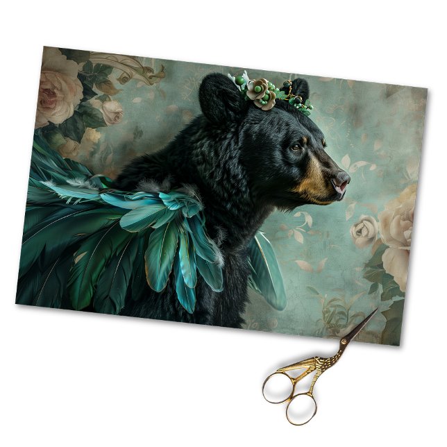 Rustikale Vintage Kronenkratzenbraun Bärendekoupag Seidenpapier (Von Creator hochgeladen)